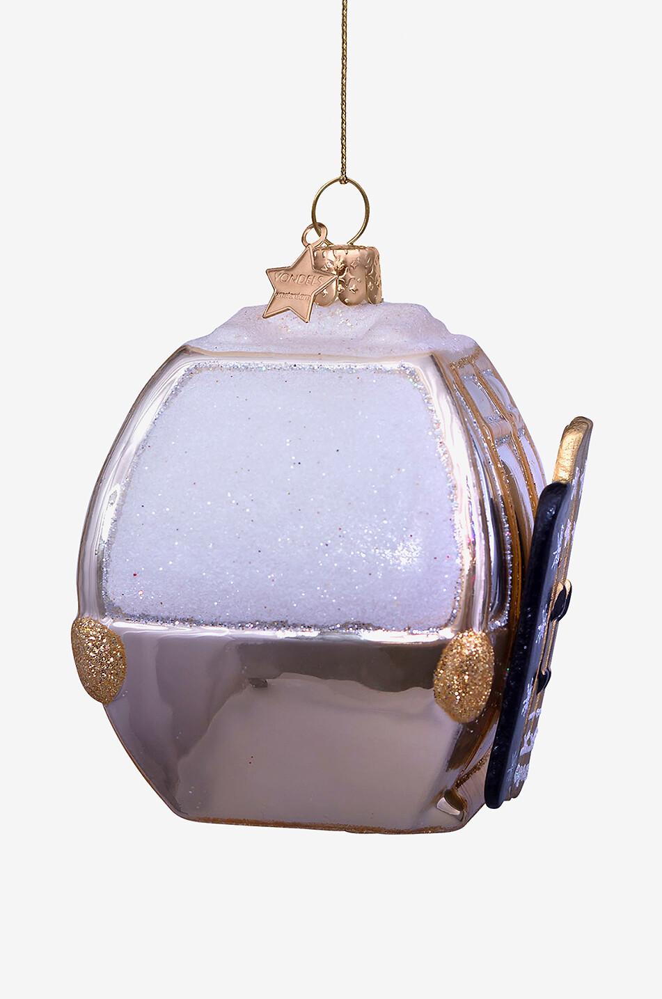 VONDELS Exklusive Weihnachtskugel aus Glas Seilbahn Haus SILBER 2