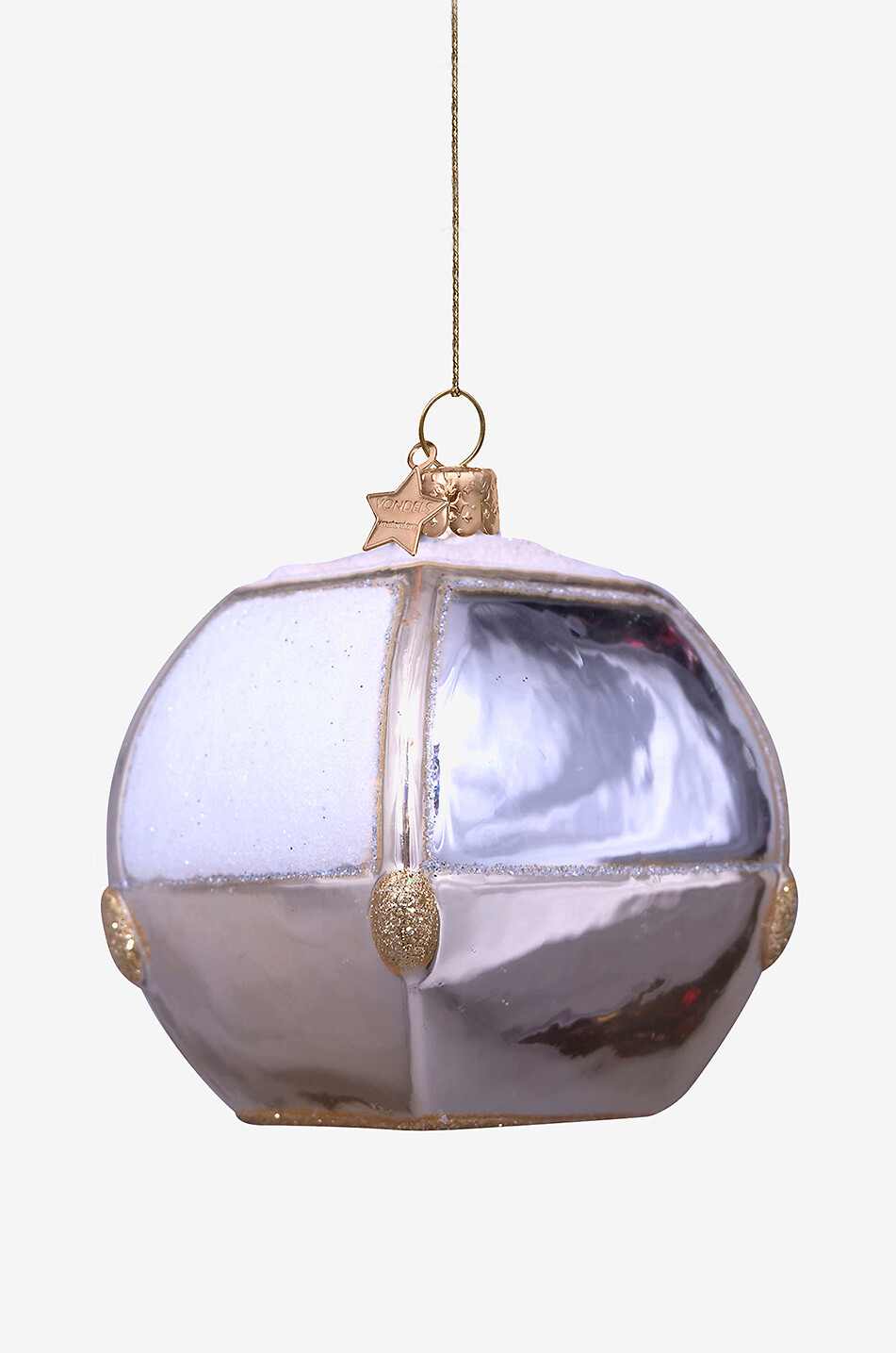 VONDELS Exklusive Weihnachtskugel aus Glas Seilbahn Haus SILBER 5