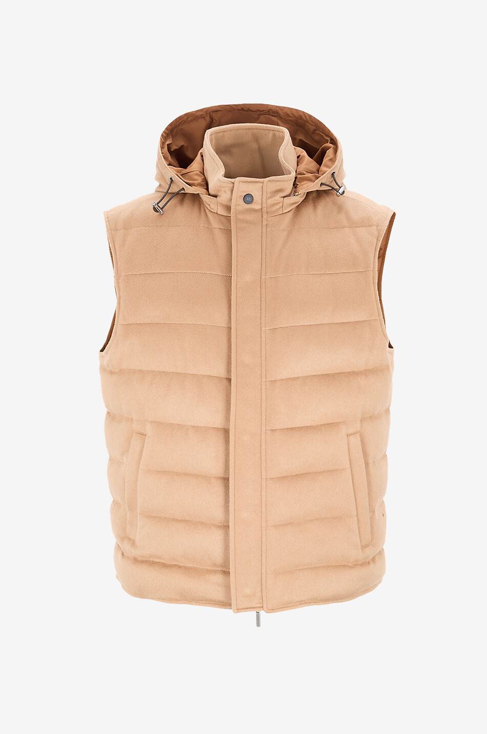 MAURIZIO BALDASSARI Cashmere hooded sleeveless down jacket Men CAMEL 1