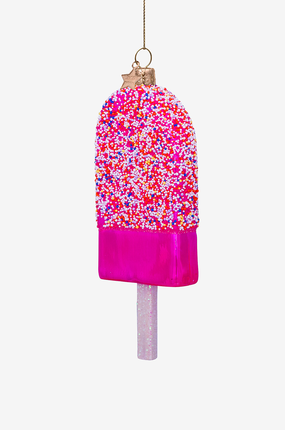 VONDELS Handgefertigte Weihnachtsdekoration aus Glas Eisform H14 Haus ROSA 2