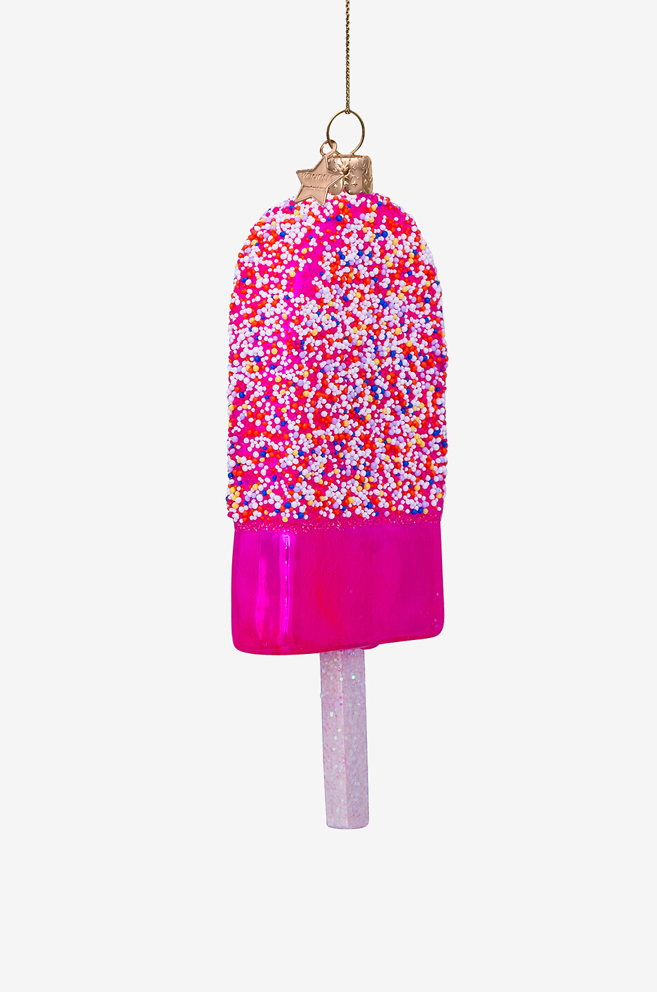 VONDELS Handgefertigte Weihnachtsdekoration aus Glas Eisform H14 Haus ROSA 4