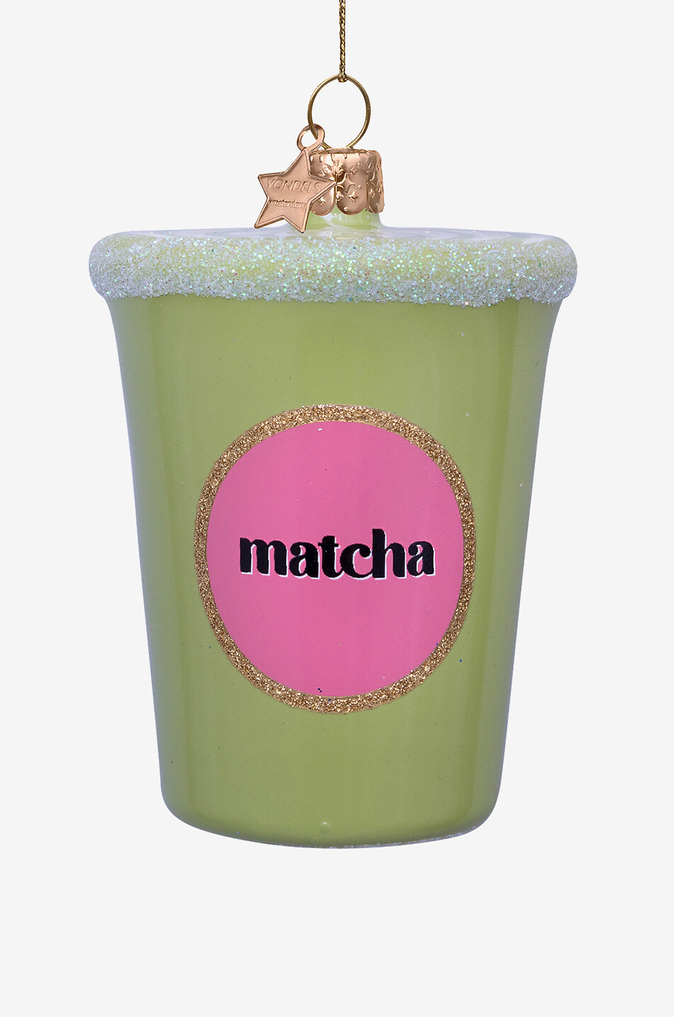 VONDELS Weihnachtskugel aus Glas Matcha Tea Latte H8 Haus GRÜN 1
