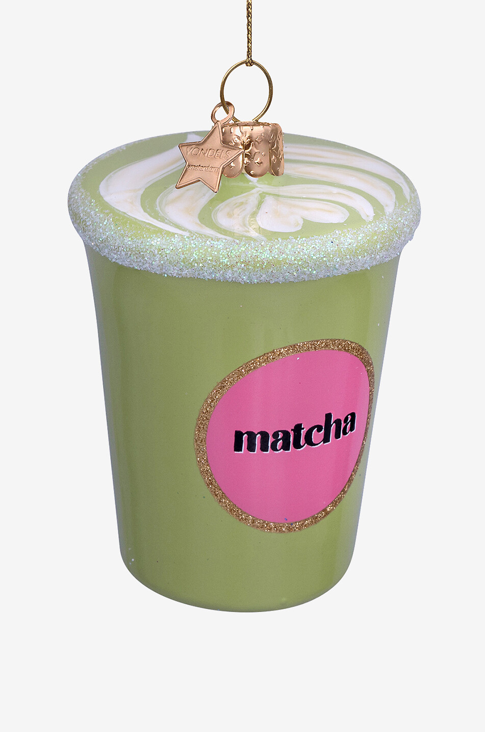VONDELS Weihnachtskugel aus Glas Matcha Tea Latte H8 Haus GRÜN 3