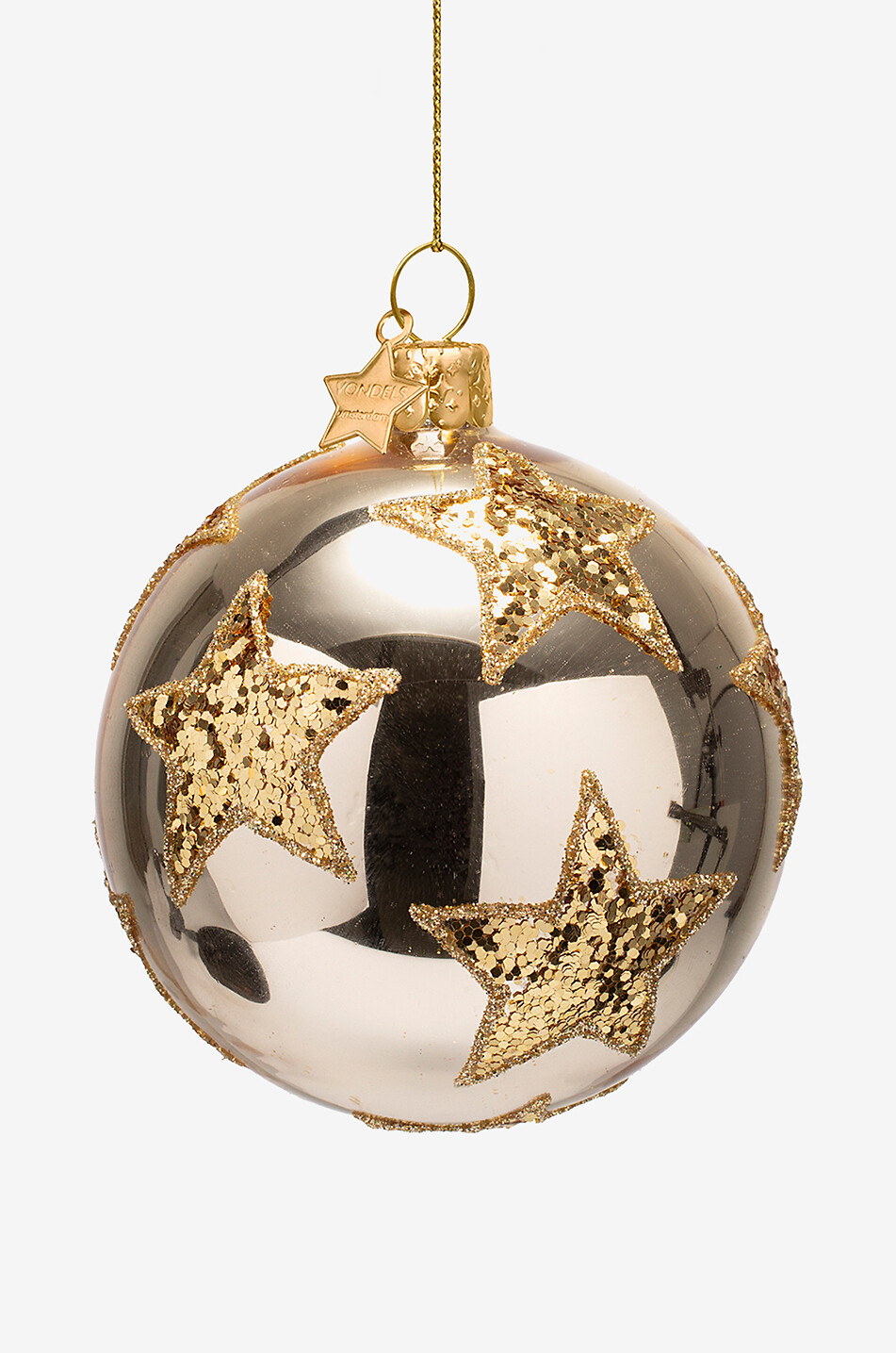 VONDELS Boule de Noël en verre doré avec étoiles pailletées Maison DORE 2