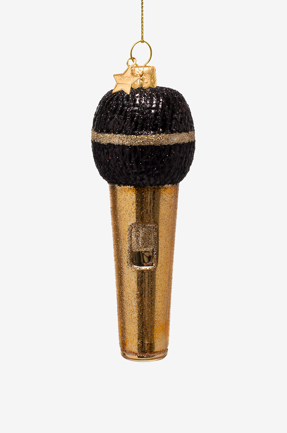 Golden microphone Christmas bauble H12