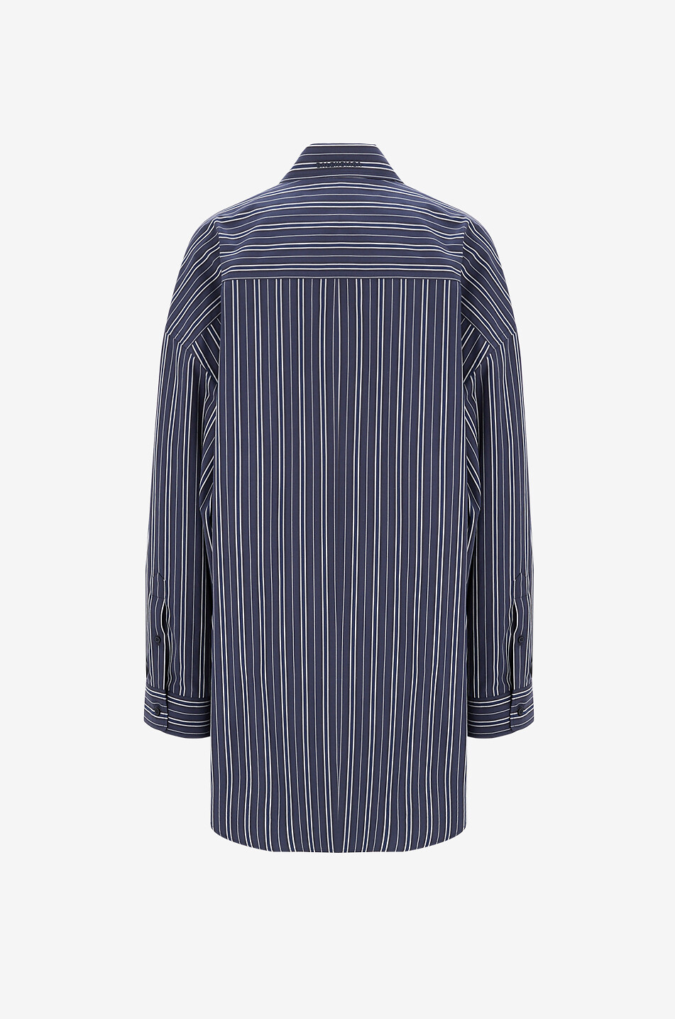 Mini robe chemise rayée Semi-Fitted BALENCIAGA BLEU FONCE