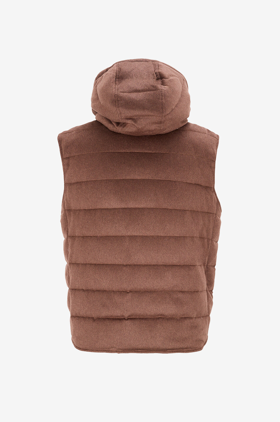 MAURIZIO BALDASSARI Cashmere hooded sleeveless down jacket Men DARK BROWN 2