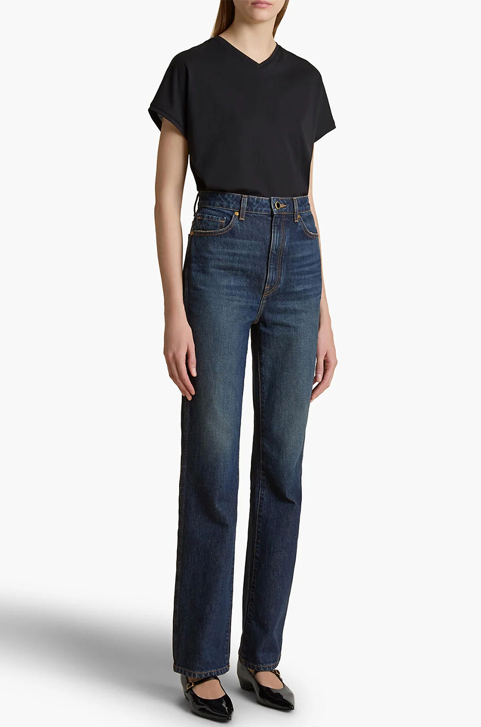 KHAITE Gerade Slim-Fit-Jeans mit hoher Taille Danielle Lansing Damen BLAU 2