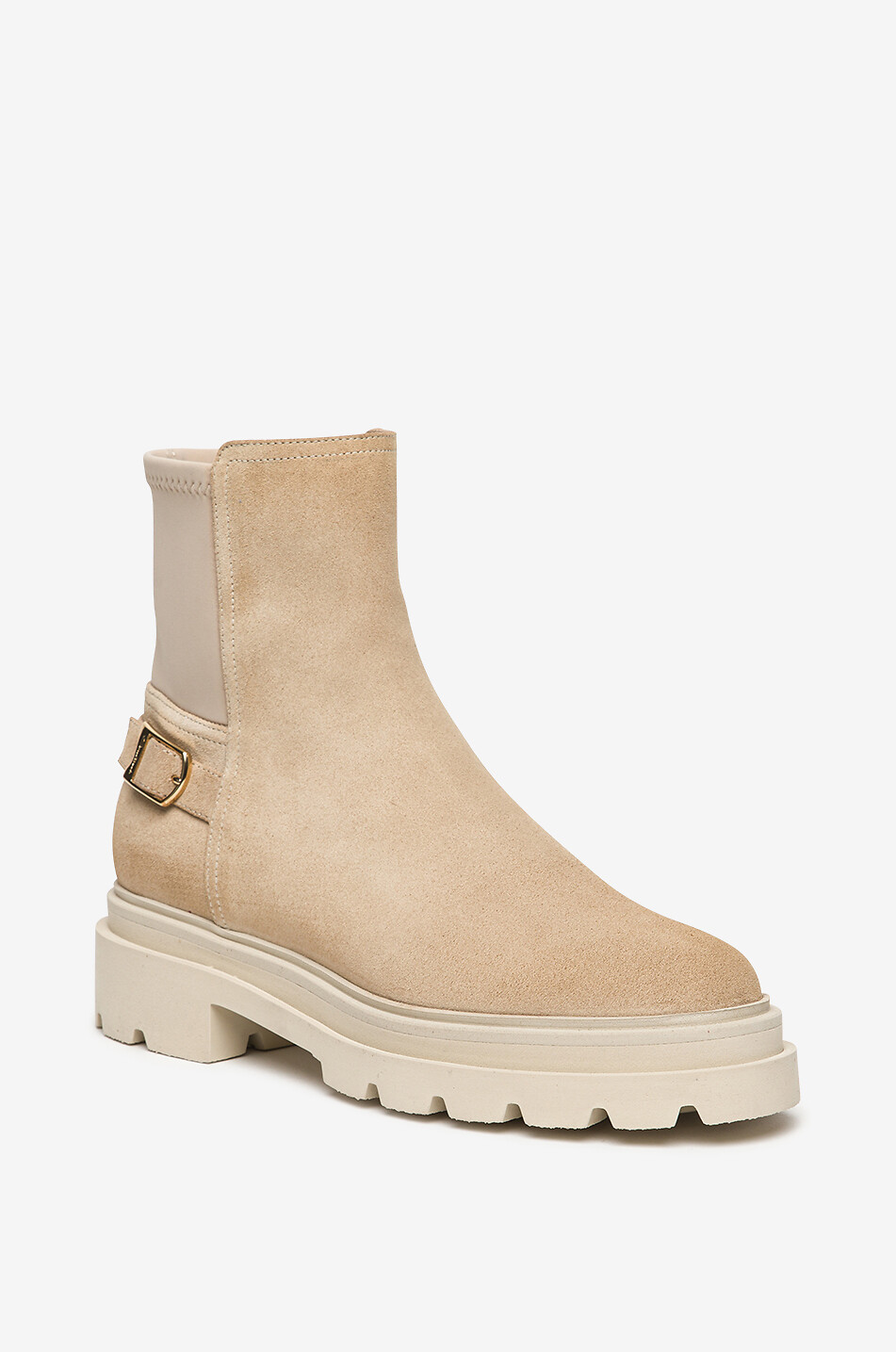 Suede Stiefeletten Mit Stoff Wildleder- Und Stoff-Stiefeletten Mit