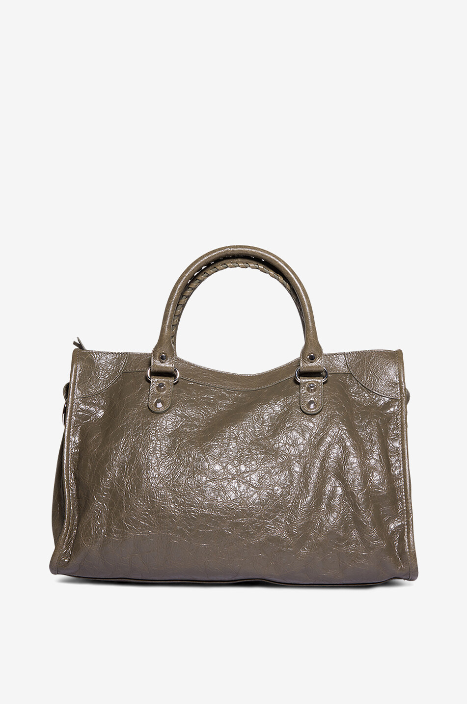 BALENCIAGA Sac à main en cuir arena Le City M Femme KAKI 3