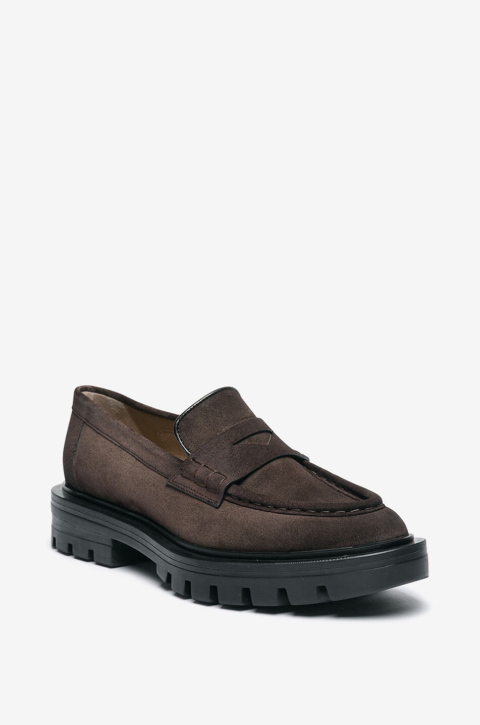 Lug sole suede loafers