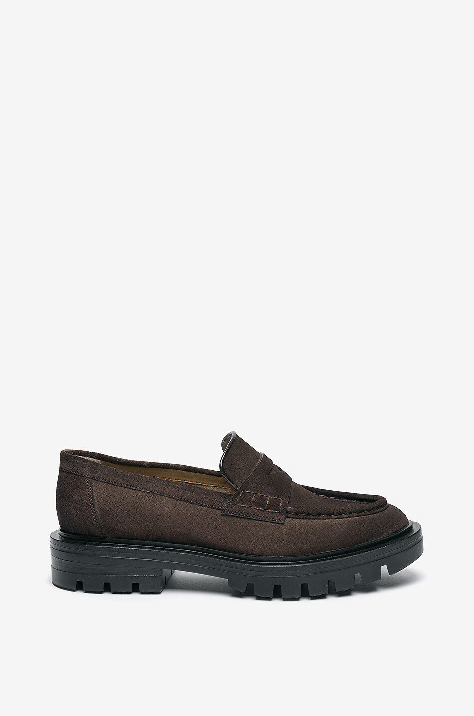 SANTONI Lug sole suede loafers Women DARK BROWN 2