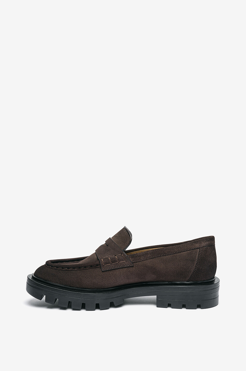 SANTONI Lug sole suede loafers Women DARK BROWN 5