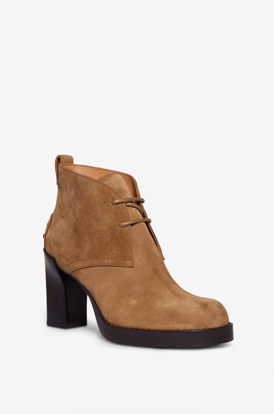 TOD'S Bottines à lacets et talon en daim Gommino 80 Femme MARRON MOYEN 1