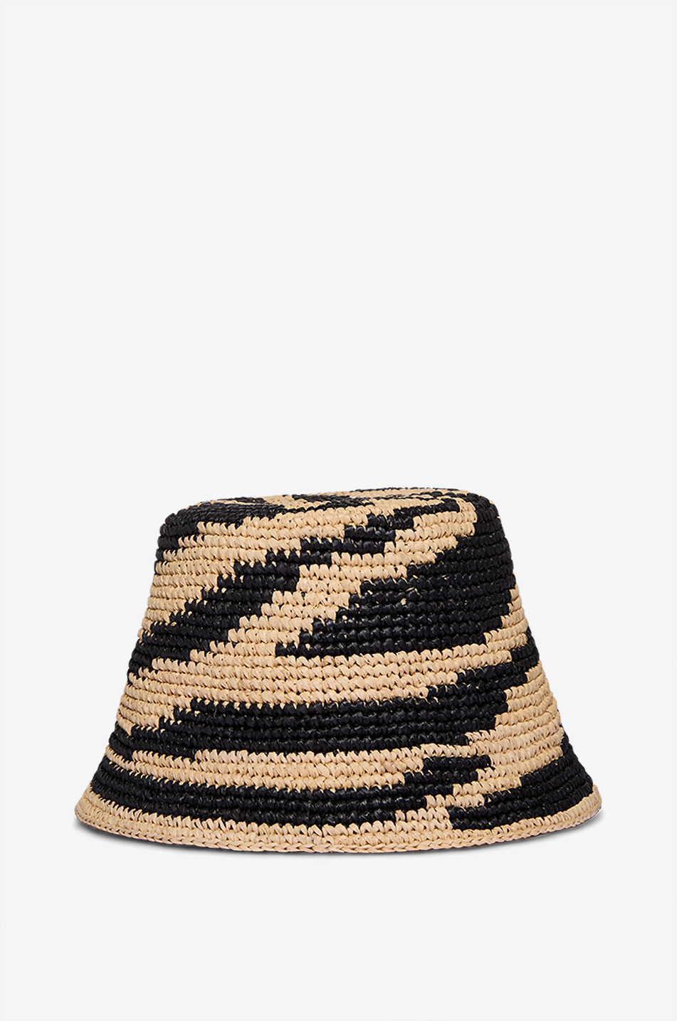 Zebra patterned raffia bucket hat