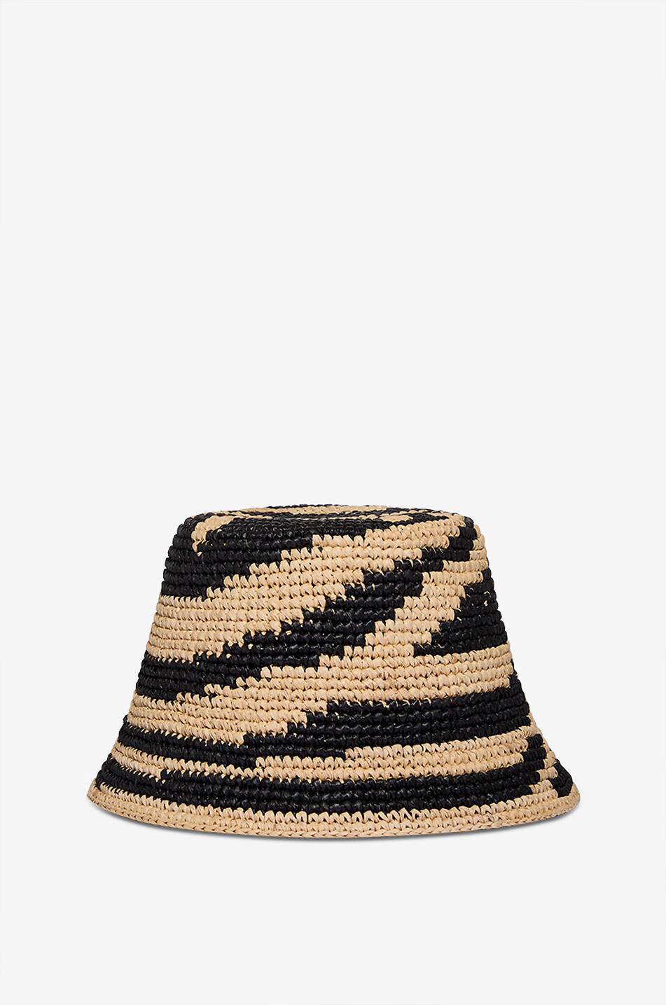 ZIMMERMANN Zebra patterned raffia bucket hat Women BLACK 2