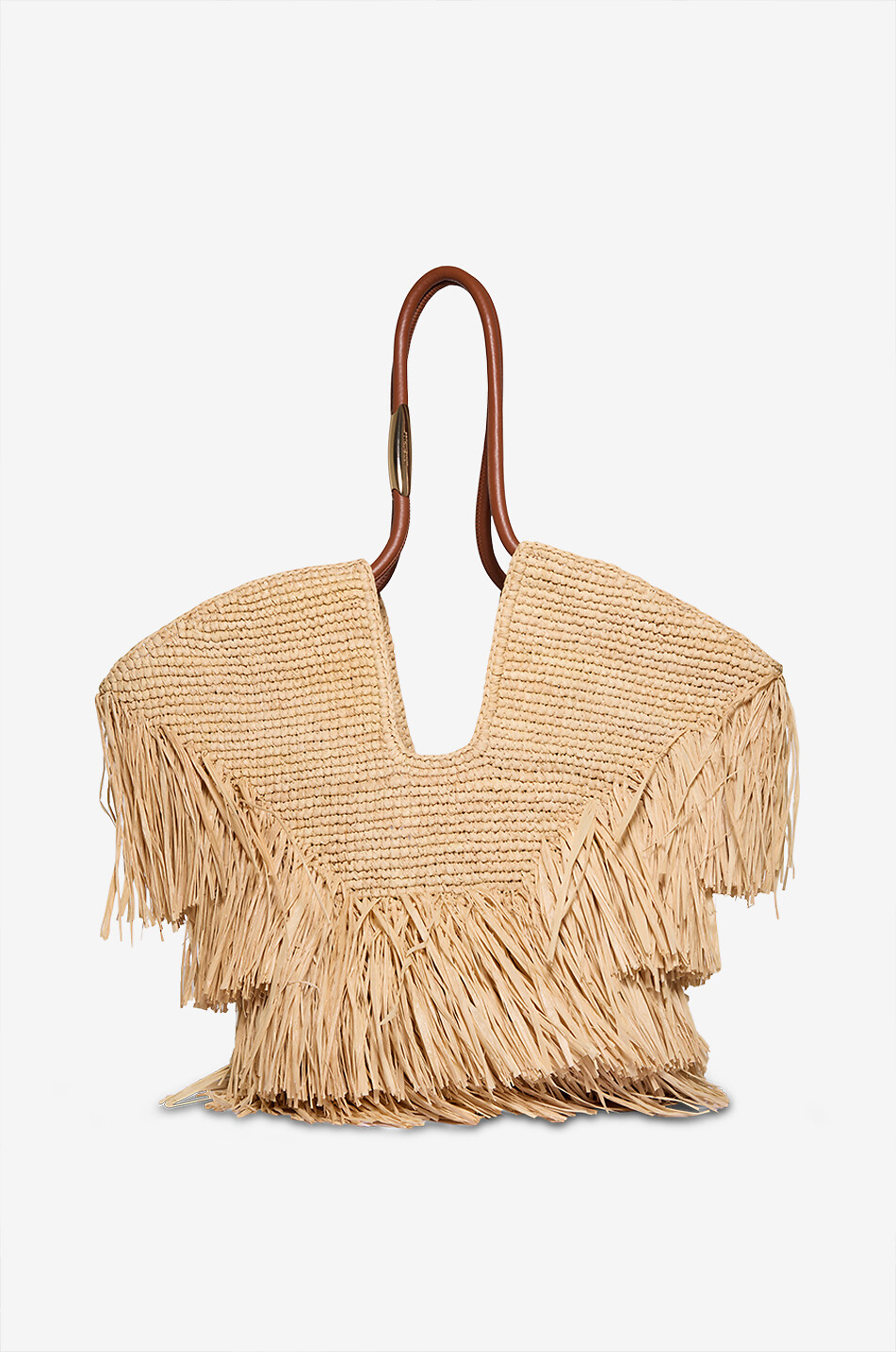 ZIMMERMANN Goldentime Medium fringe raffia tote bag Women BEIGE 1