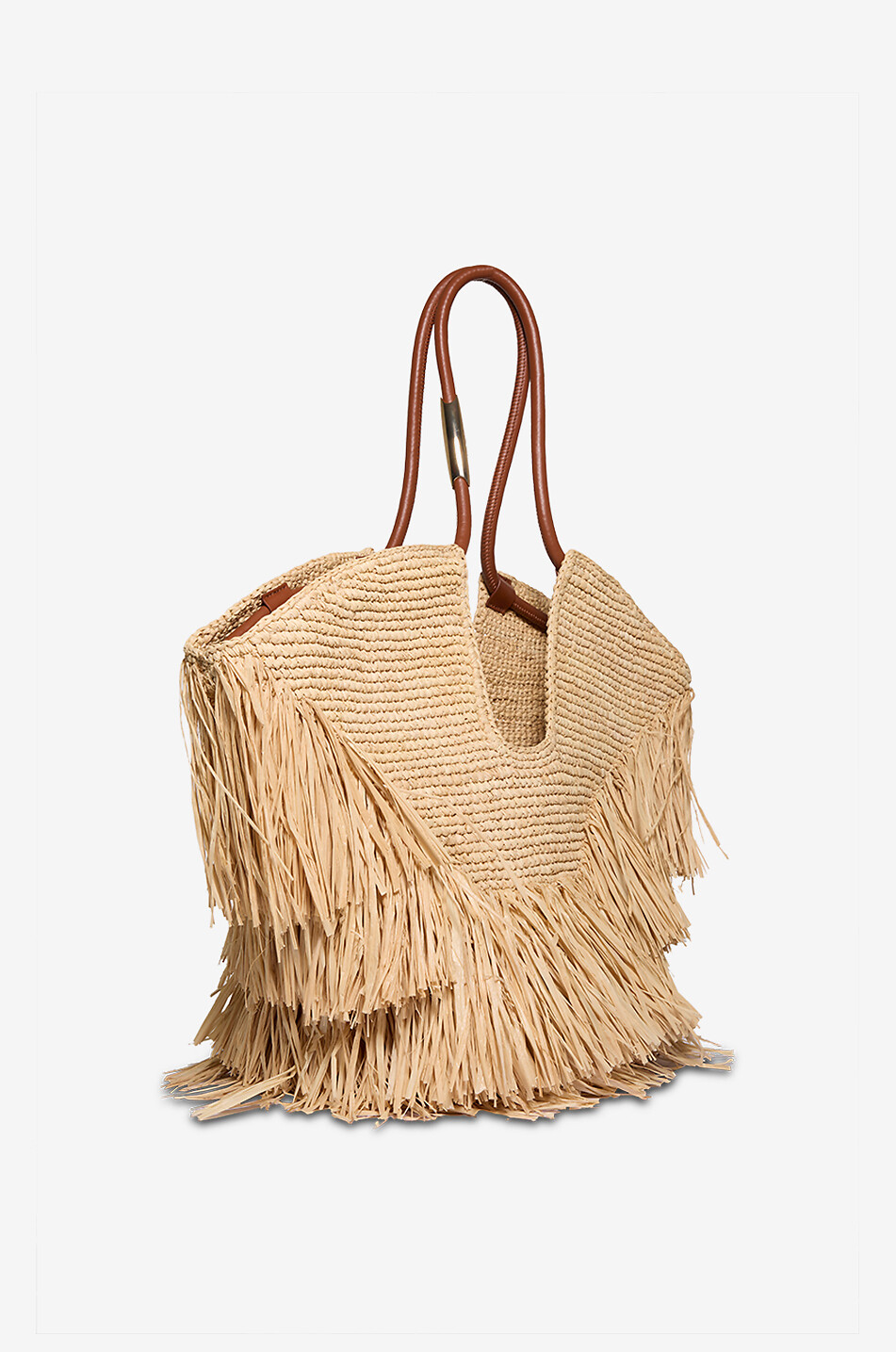 ZIMMERMANN Goldentime Medium fringe raffia tote bag Women BEIGE 2