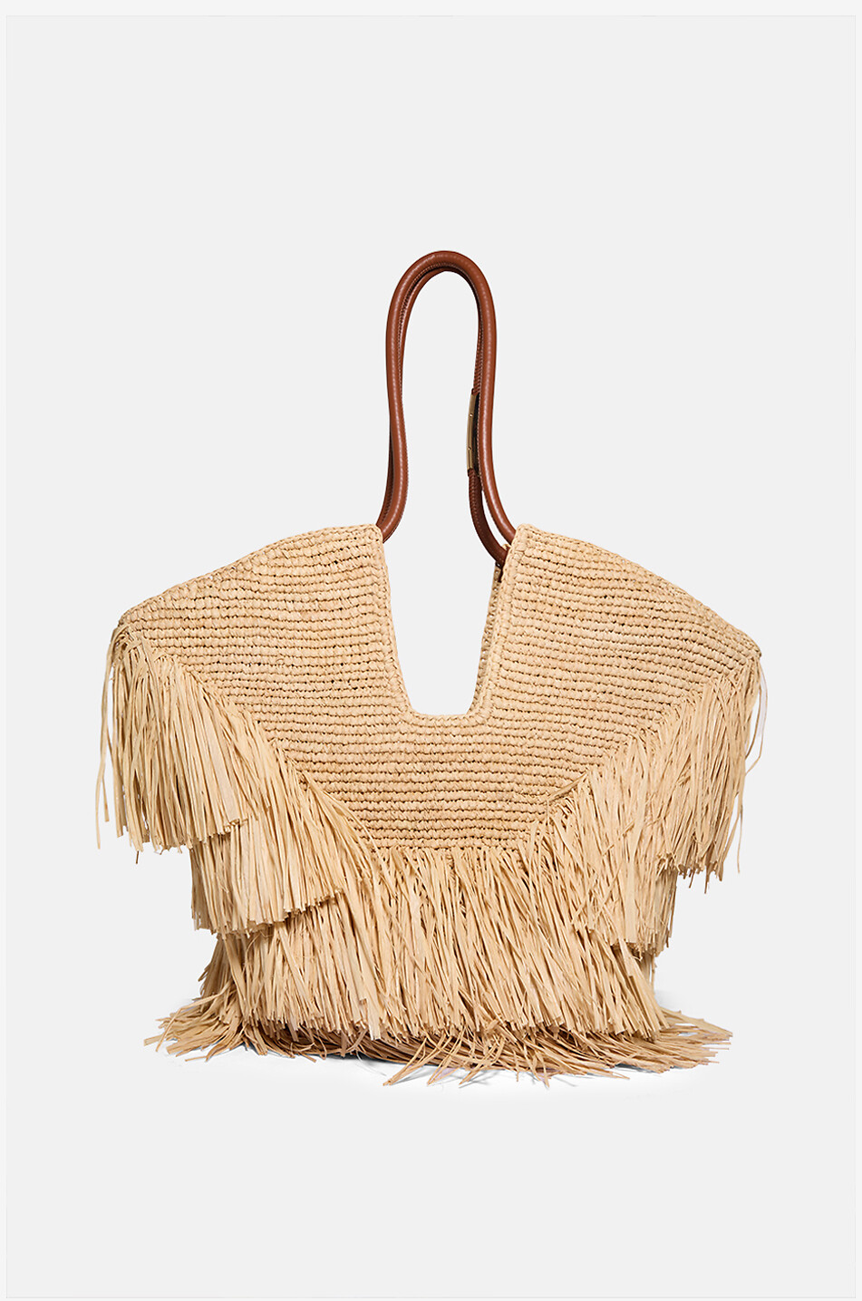 ZIMMERMANN Goldentime Medium fringe raffia tote bag Women BEIGE 3