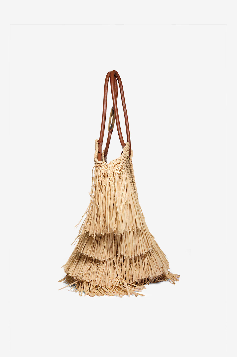 ZIMMERMANN Goldentime Medium fringe raffia tote bag Women BEIGE 4