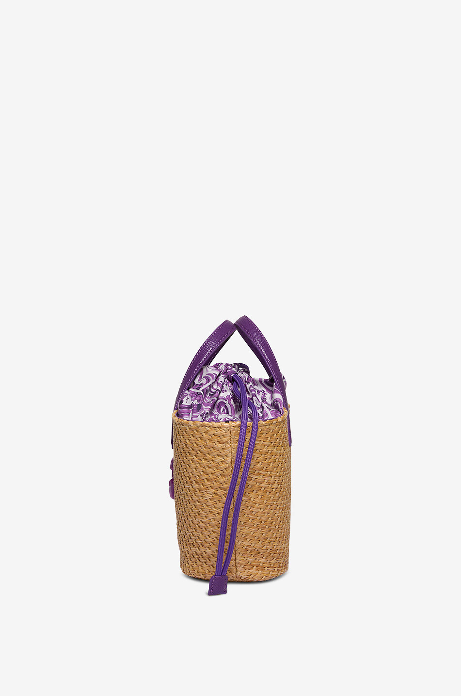 DOLCE & GABBANA Coffa Majolica girls' raffia and poplin tote bag Girl PURPLE 4