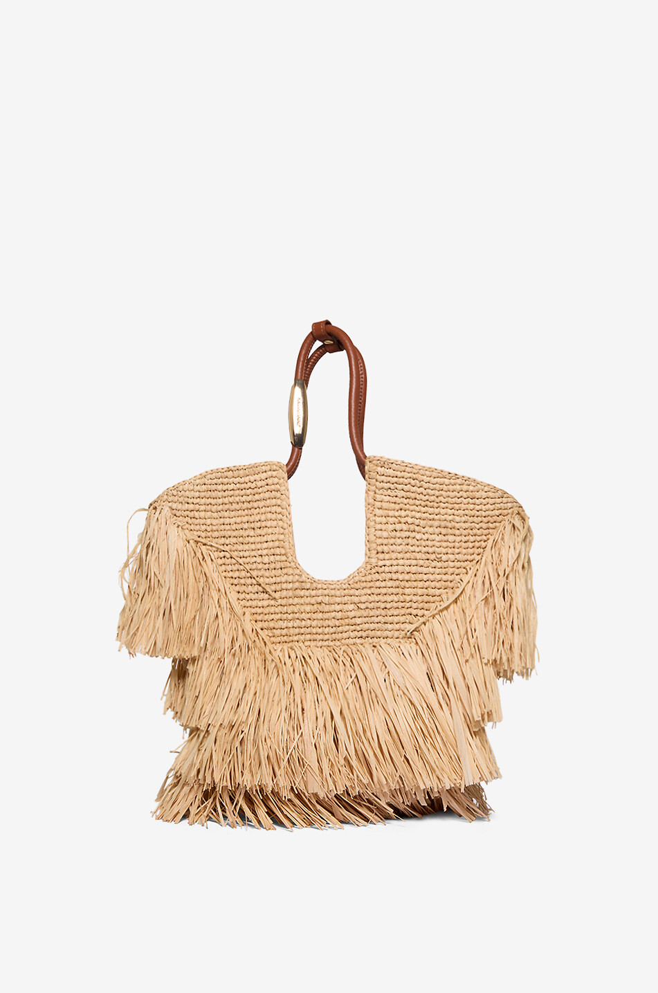 Goldentime Small fringe raffia tote bag