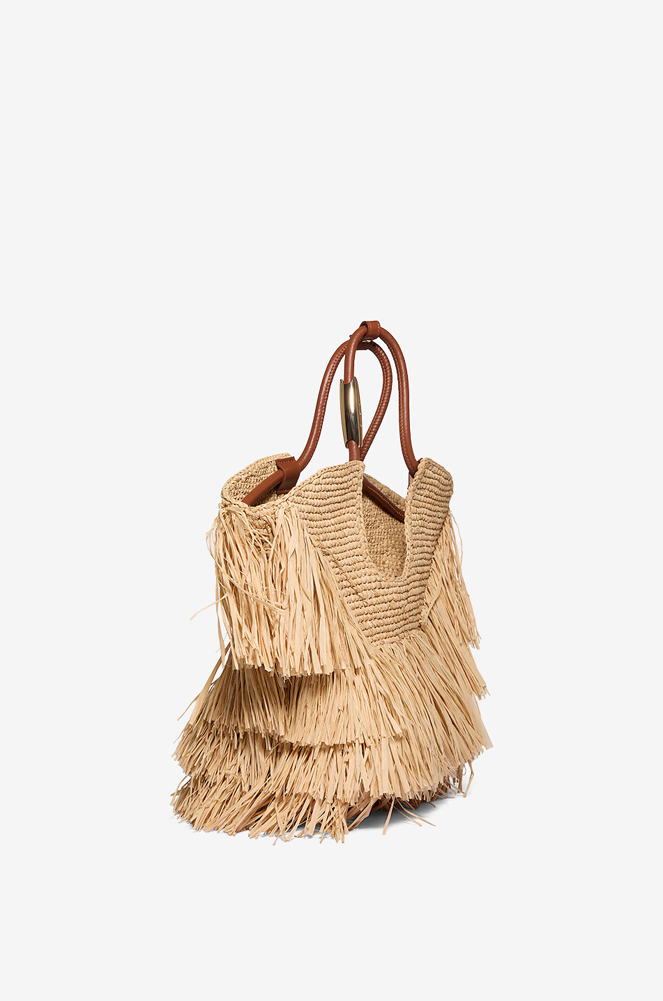 ZIMMERMANN Goldentime Small fringe raffia tote bag Women BEIGE 2