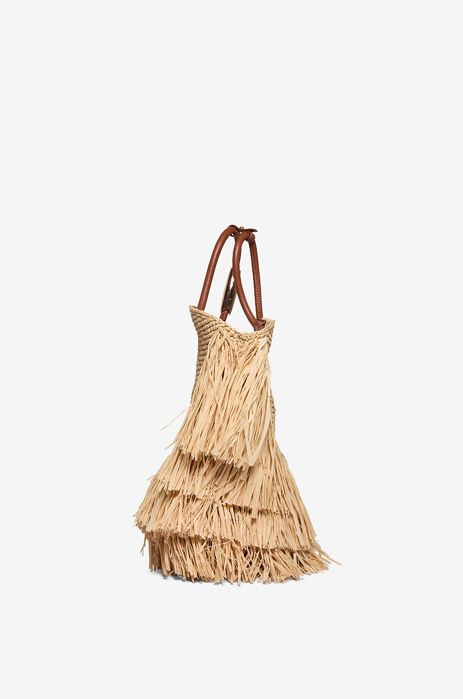 ZIMMERMANN Goldentime Small fringe raffia tote bag Women BEIGE 4