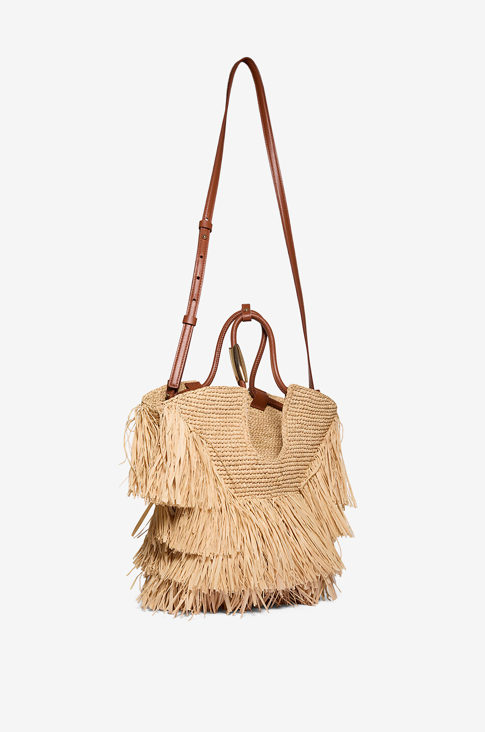 ZIMMERMANN Goldentime Small fringe raffia tote bag Women BEIGE 5