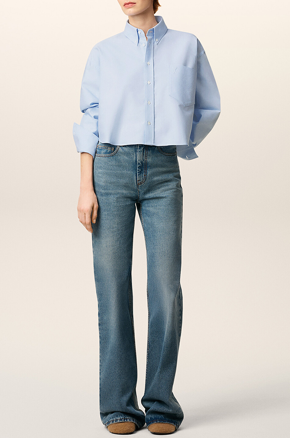 AMI Ami de Cœur boxy poplin shirt with button-down collar Women LIGHT BLUE 2