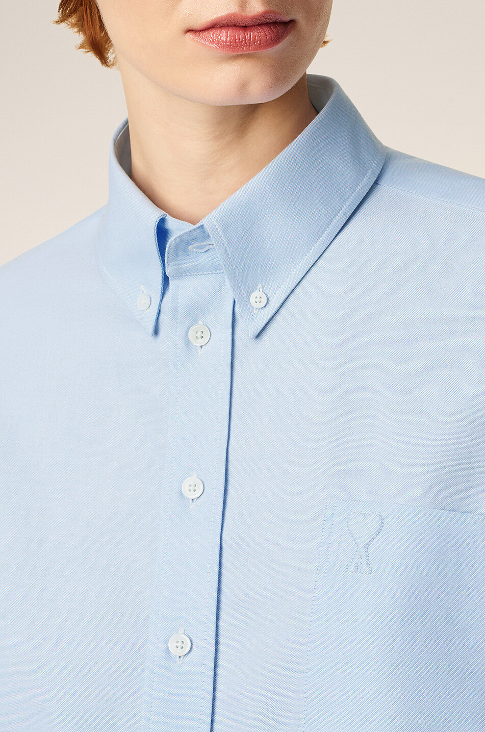 AMI Ami de Cœur boxy poplin shirt with button-down collar Women LIGHT BLUE 5