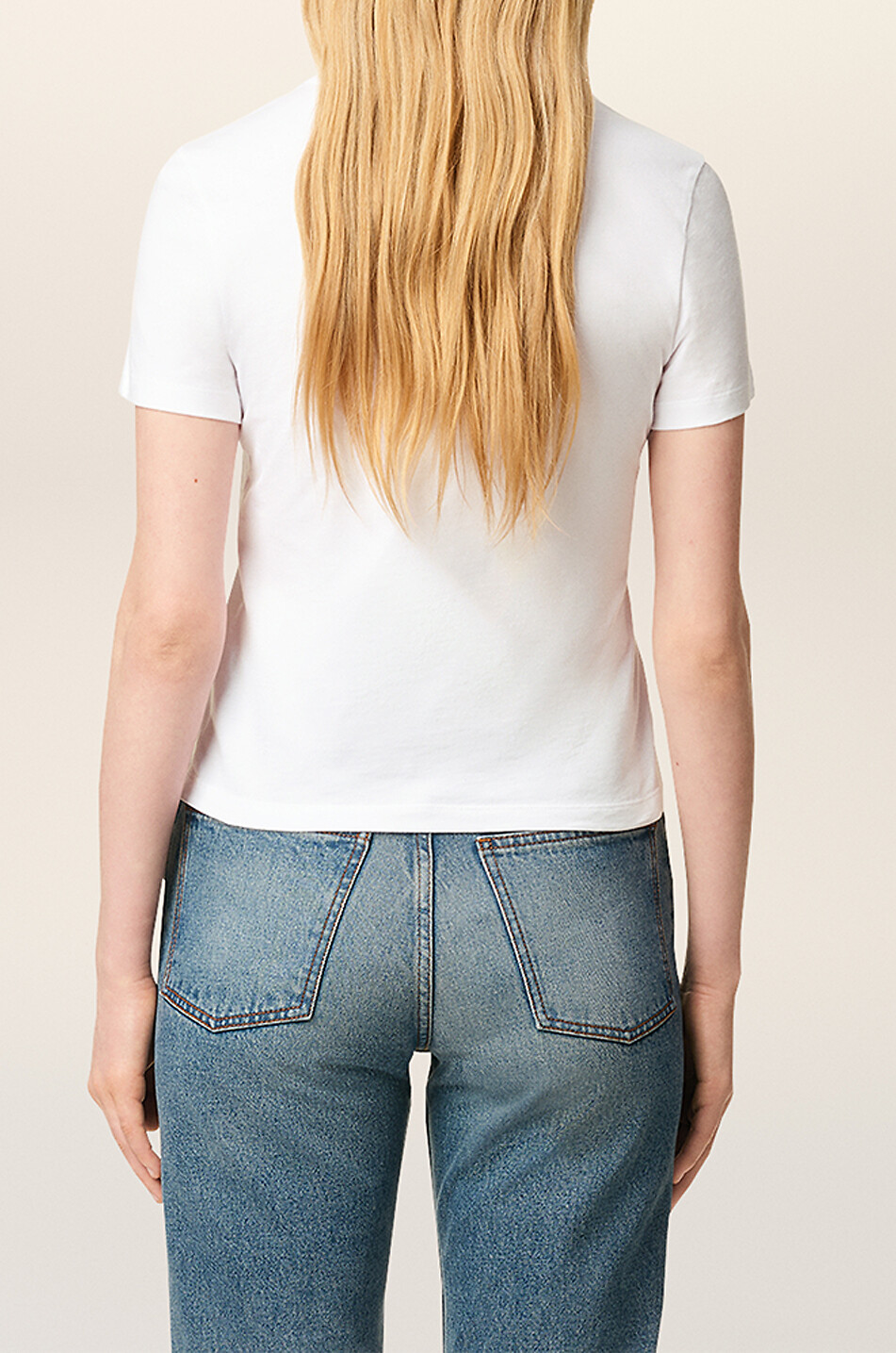 AMI Ami de Coeur embroidered logo jersey cropped T-shirt Women WHITE 3