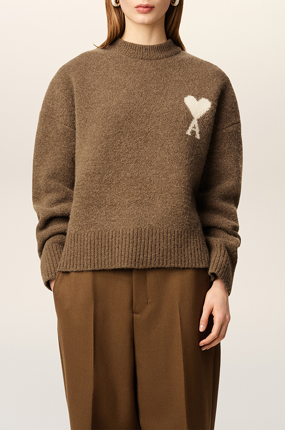 AMI Nuage alpaca knit crewneck jumper Women BROWN 2