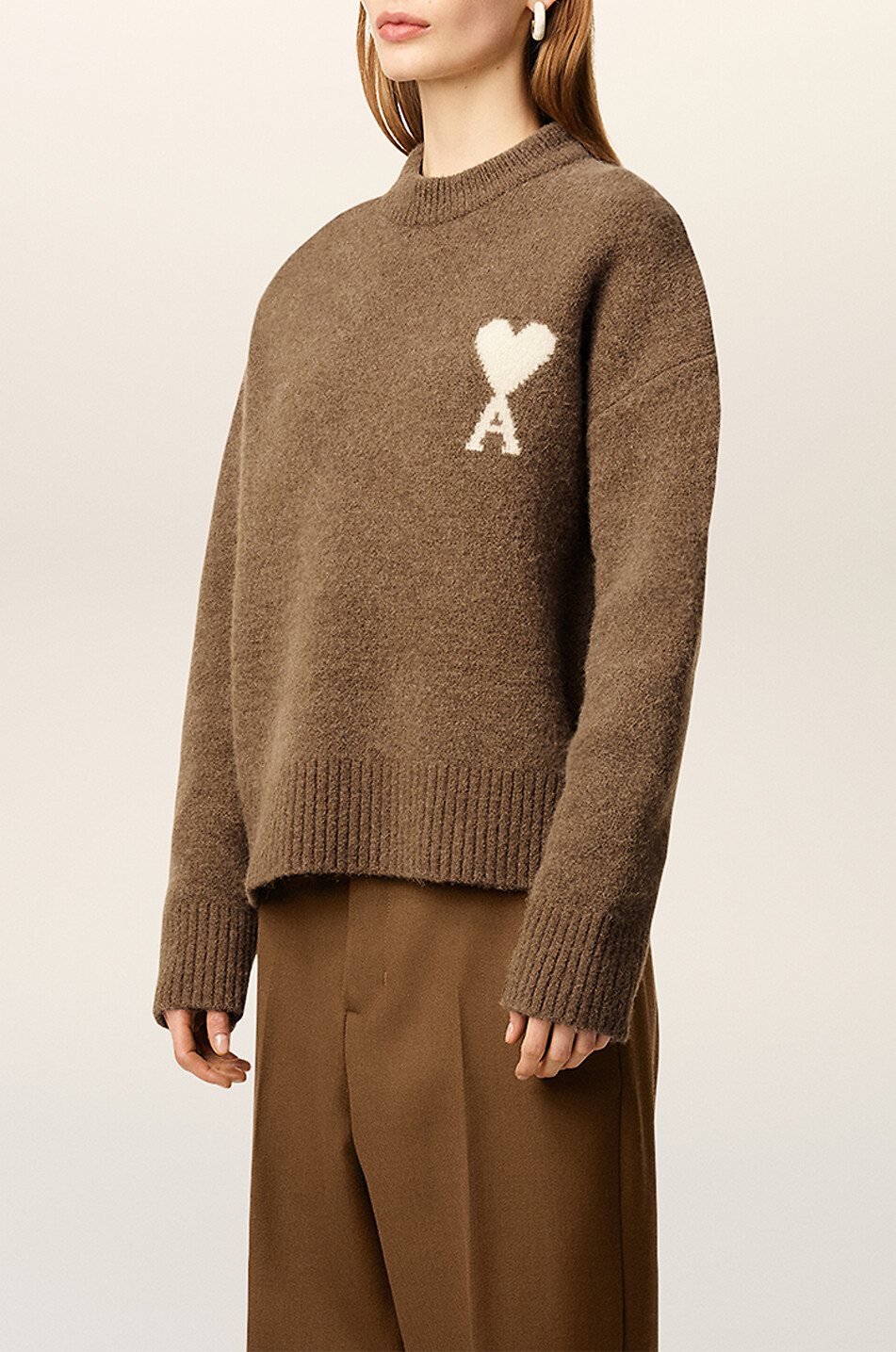 AMI Nuage alpaca knit crewneck jumper Women BROWN 4