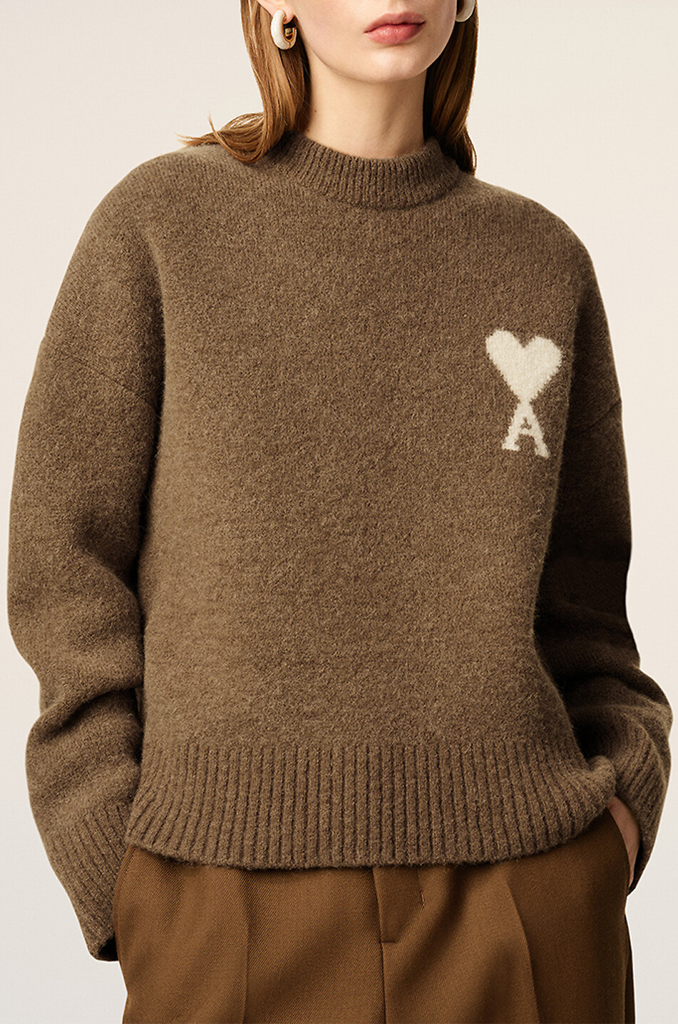 AMI Nuage alpaca knit crewneck jumper Women BROWN 6