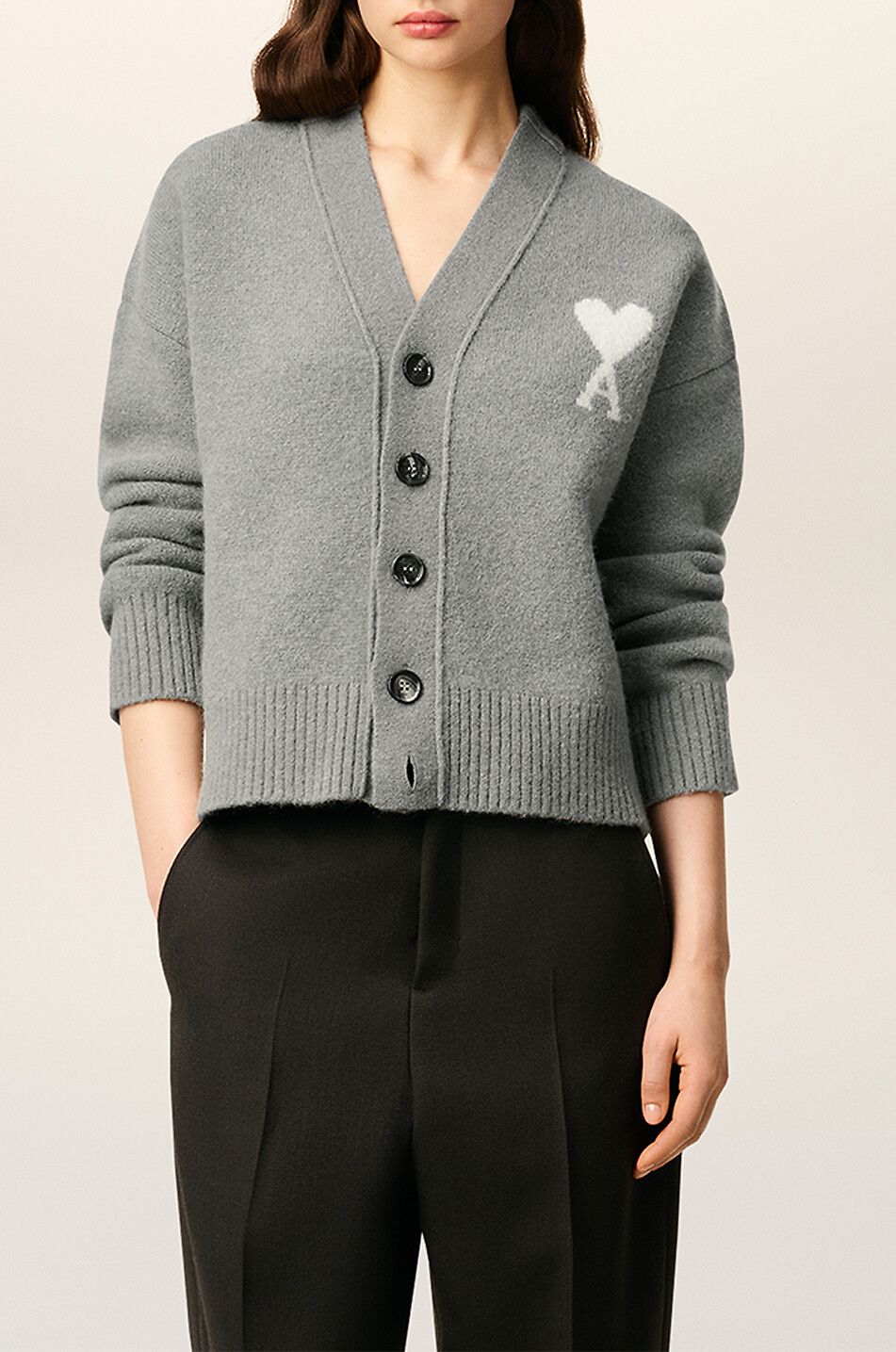 Nuage alpaca knit crewneck jumper - AMI - LIGHT GREY - Bongénie