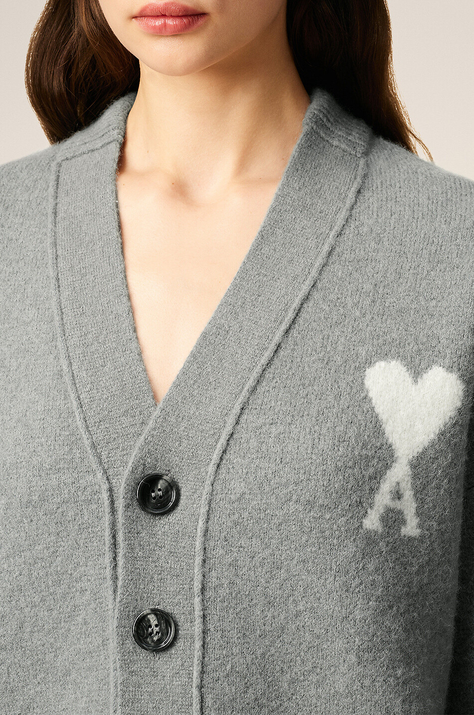 AMI Ami de Coeur alpaca cardigan Women LIGHT GREY 5