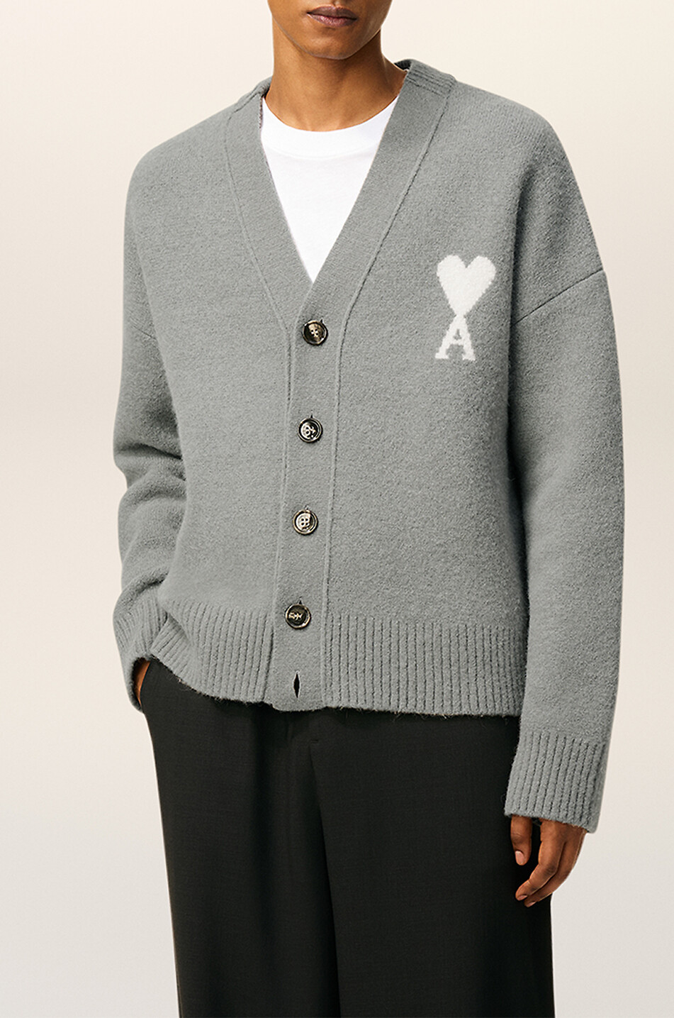 AMI Ami de Coeur alpaca cardigan Women LIGHT GREY 7