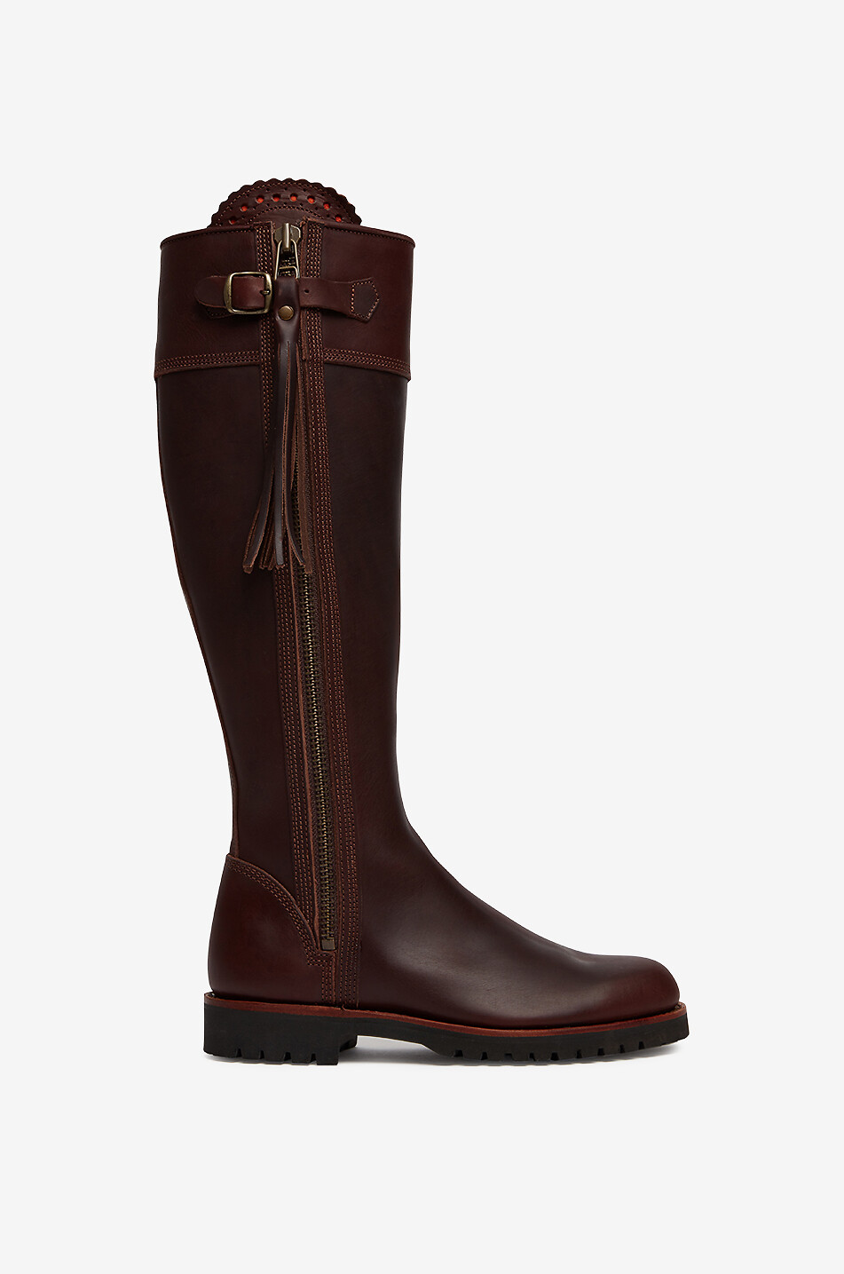 Leather boots with tassel and strap