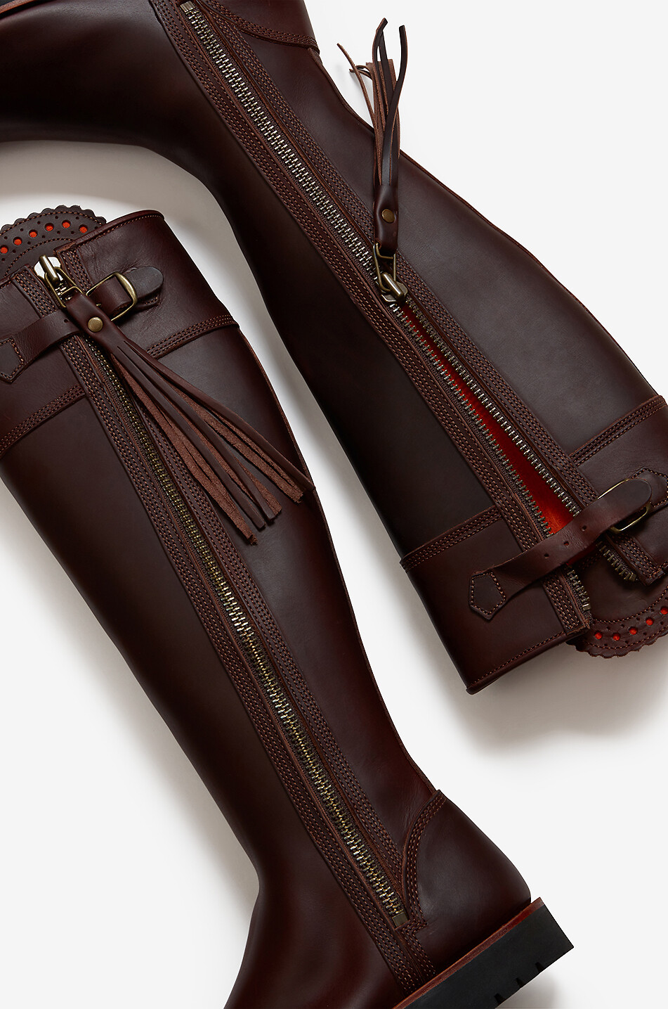 PENELOPE CHILVERS Leather boots with tassel and strap Women DARK BROWN 4