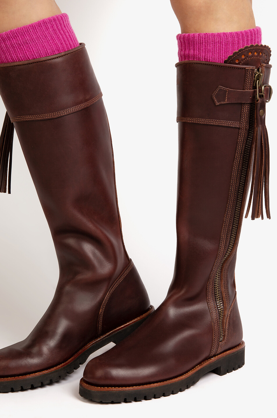 PENELOPE CHILVERS Leather boots with tassel and strap Women DARK BROWN 3