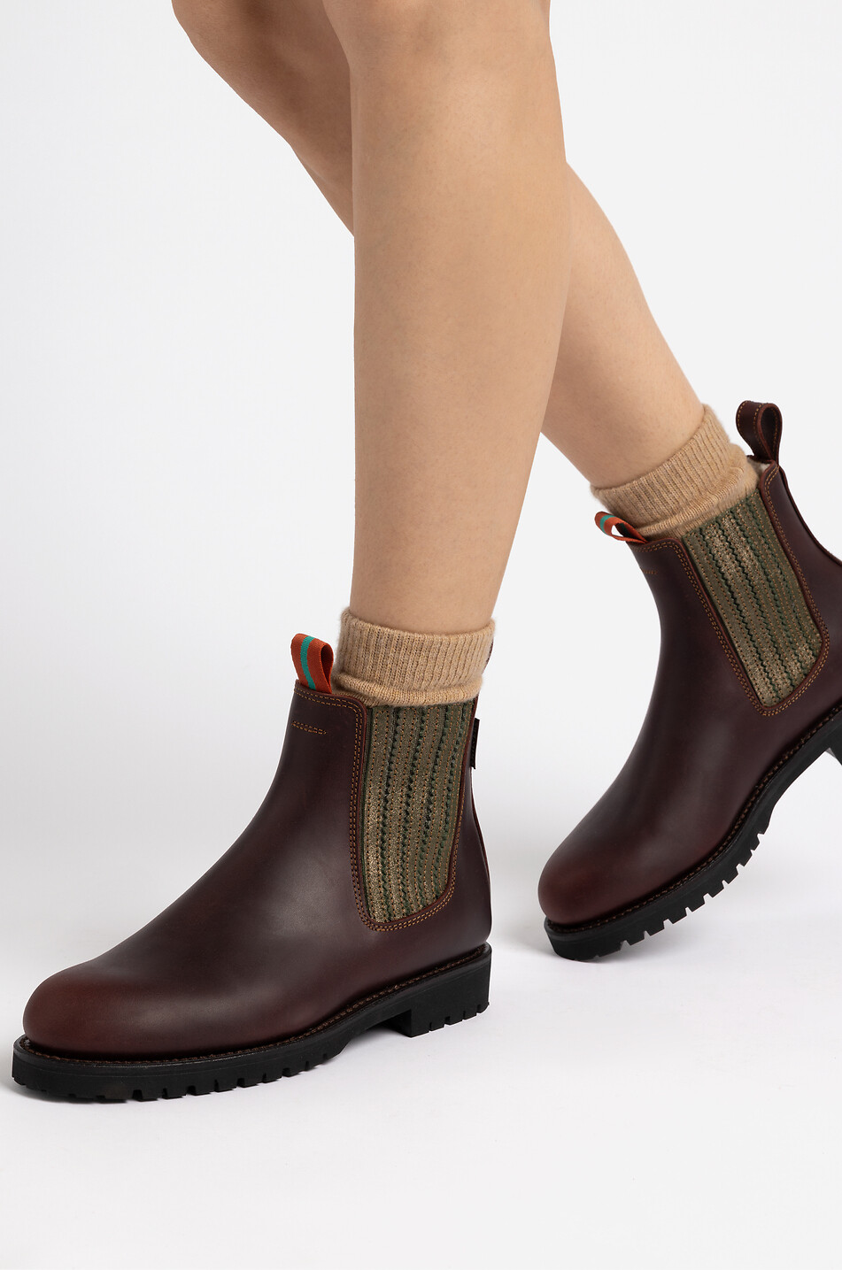 PENELOPE CHILVERS Bottines chelsea en cuir et laine Oscar Femme KAKI 3