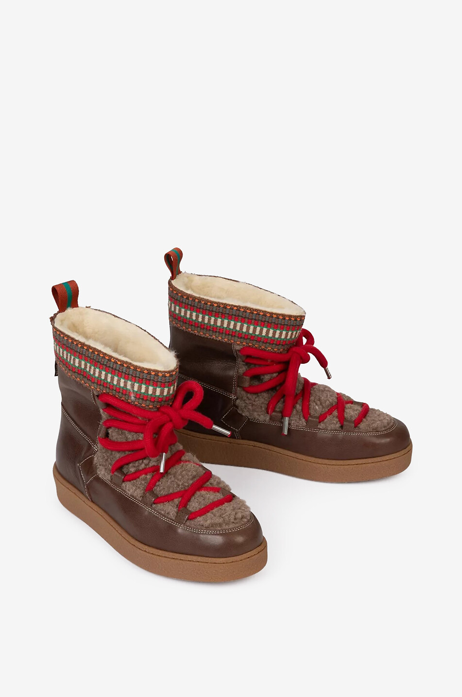 PENELOPE CHILVERS Bestickte flache Schnürstiefeletten aus Leder Cosmos Damen DUNKELBRAUN 2