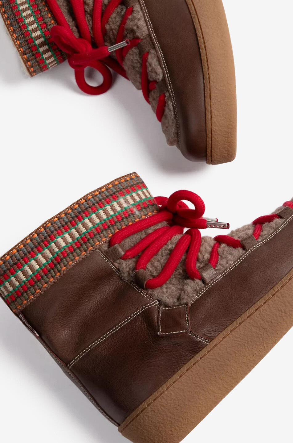 PENELOPE CHILVERS Bestickte flache Schnürstiefeletten aus Leder Cosmos Damen DUNKELBRAUN 4