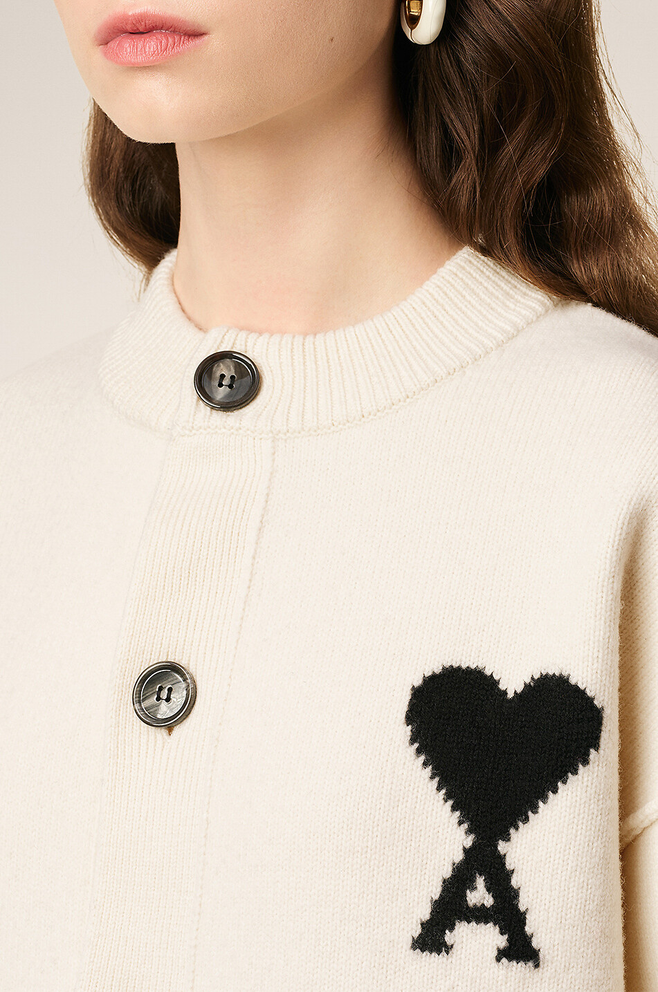 AMI Ami de Cœur oversize lambswool cardigan Women EGGSHELL 5