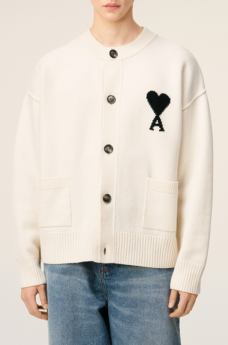 AMI Ami de Cœur oversize lambswool cardigan Women EGGSHELL 7