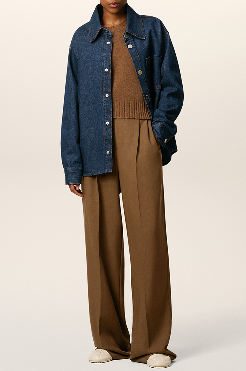 AMI Short denim overshirt with collar Women DARK BLUE 2