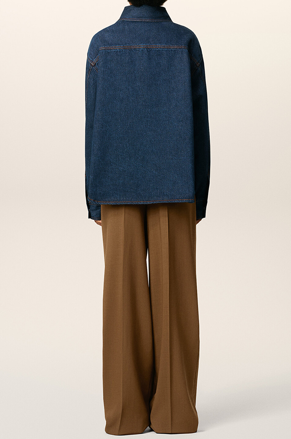 AMI Short denim overshirt with collar Women DARK BLUE 3