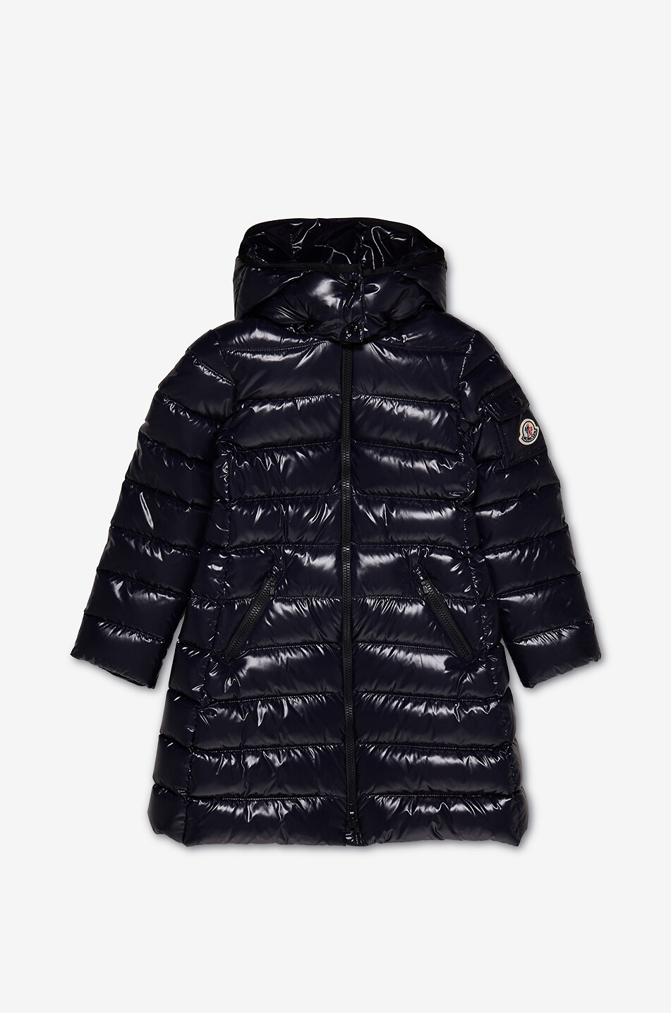 MONCLER Doudoune longue cintrée à capuche fille Moka Fille BLEU FONCE 1