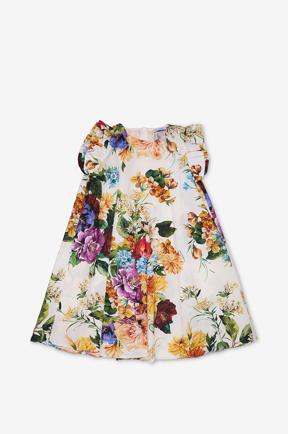 Rafia Fiori short A-line girls' poplin dress DOLCE GABBANA